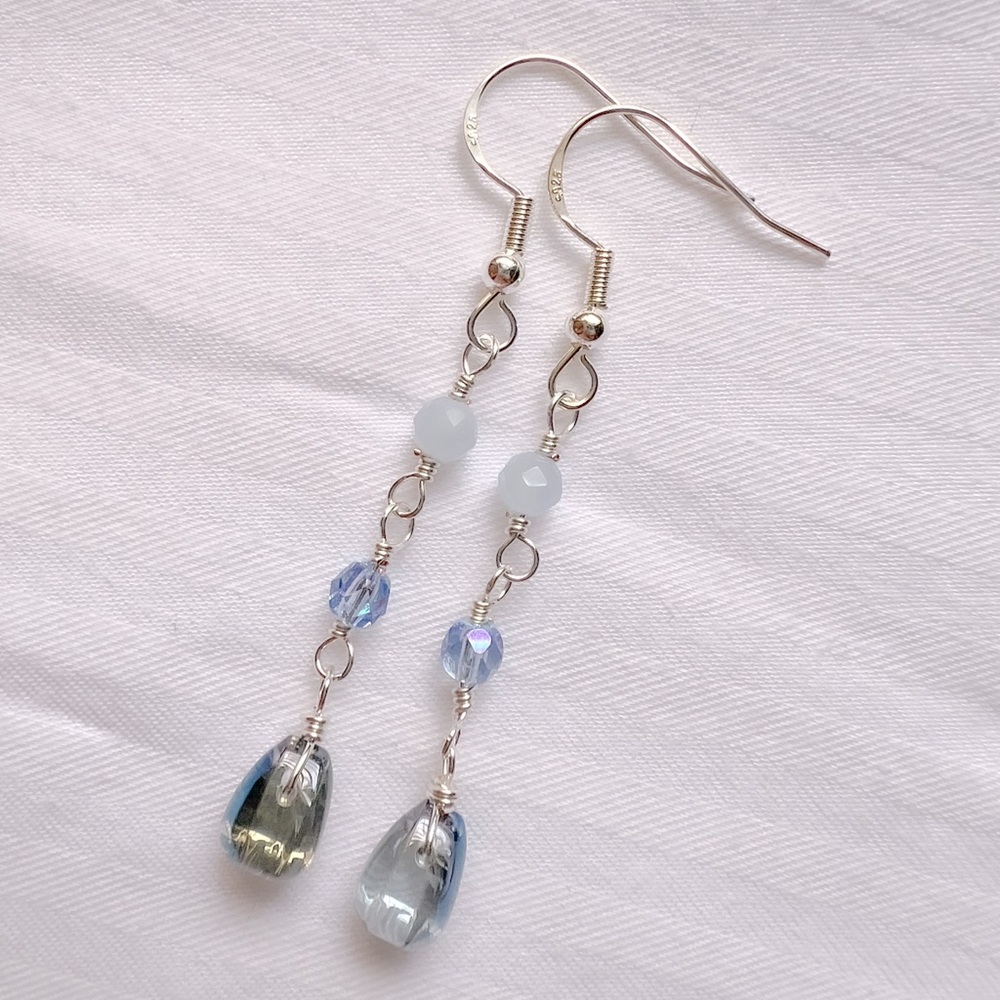 Glass Teardrop Dangle Earrings